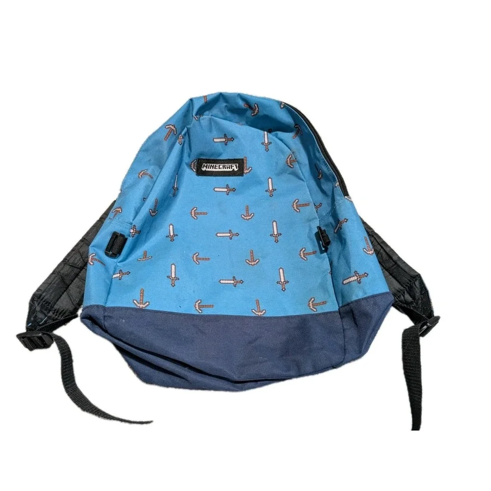 Minecraft‎ Backpack Blue Pickax & Sword Backpack Youth Kids Video Game Pack